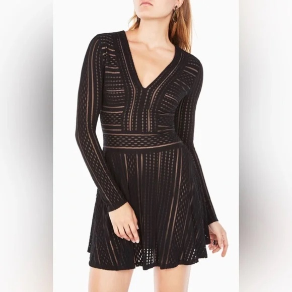 BCBGMaxazria Kinley Luxe Stripe Lace long sleeve Dress - Picture 3 of 15